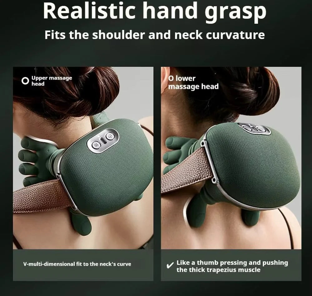 Deep Tissue Electric Neck & Shoulder Massager with Dual-Zone Heat, 2-Speed Temperature, Simulation Palm Kneading & Multi-Use for Back & Legs – Pain Relief, Stress Relief, Best Gift