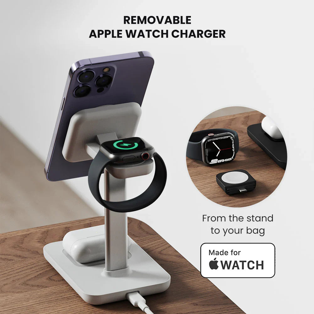 Jour-ney MagSafe Compatible 3-in-1 Wireless Charging Stand with Wall Charger