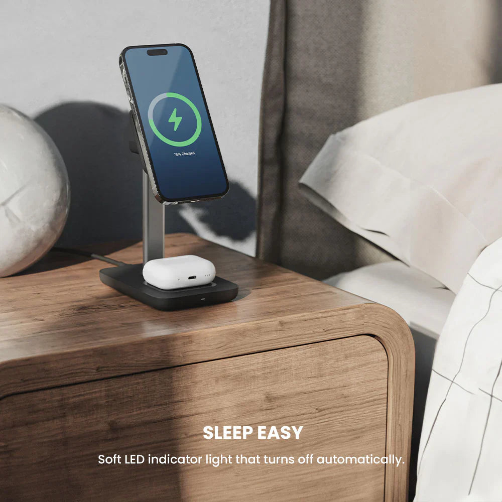 Journey MagSafe Compatible 3-in-1 Wireless Charging Stand with Wall Charger