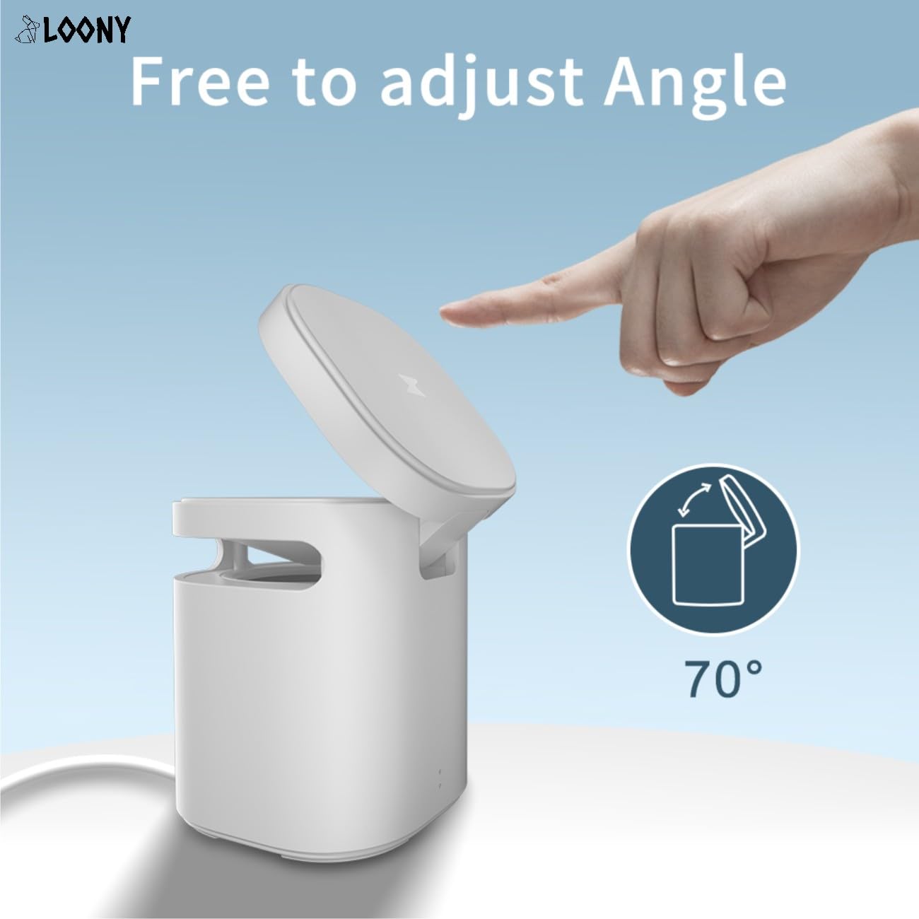 3In1 Magnetic Wireless Charger + Hifi Speaker (2 Wireless Charge Pads + High Bass Speaker) Flip Theatre Mode, Desktop Station (White), Charging Adapter, White