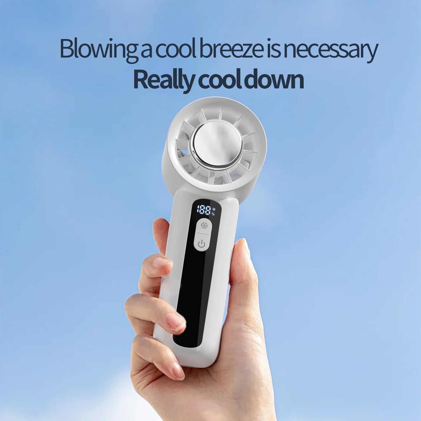Portable Cold Compress Handheld Fan with Ice Pack Cooling, Rechargeable Mini Fan 4000mAh  with LED Display, for Travel, Office, and Outdoor