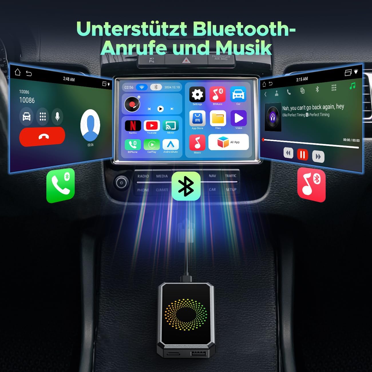LAMTTO Wireless CarPlay AI Box Adapter for Car Streaming Netflix YouTube TikTok on Car Screen Compatible with OEM Wired CarPlay Cars and Touchscreen...