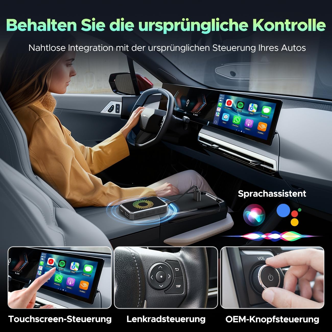 LAMTTO Wireless CarPlay AI Box Adapter for Car Streaming Netflix YouTube TikTok on Car Screen Compatible with OEM Wired CarPlay Cars and Touchscreen...