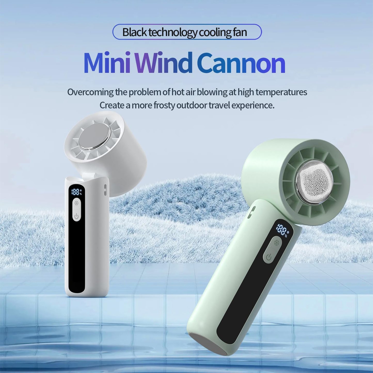 Portable Cold Compress Handheld Fan with Ice Pack Cooling, Rechargeable Mini Fan 4000mAh  with LED Display, for Travel, Office, and Outdoor