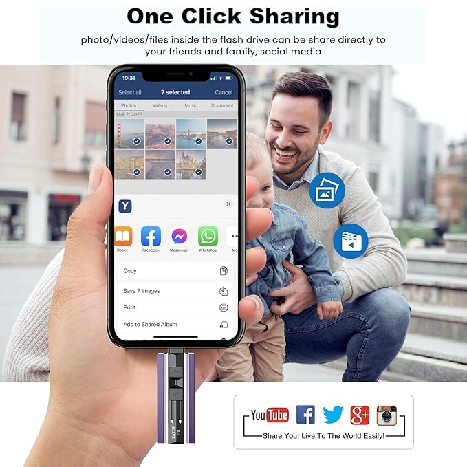 512GB Photo Stick for iPhone Flash Drive, iPhone Memory Stick Thumb Drives USB Stick External Storage Compatible with iPhone/iPad/Android/PC