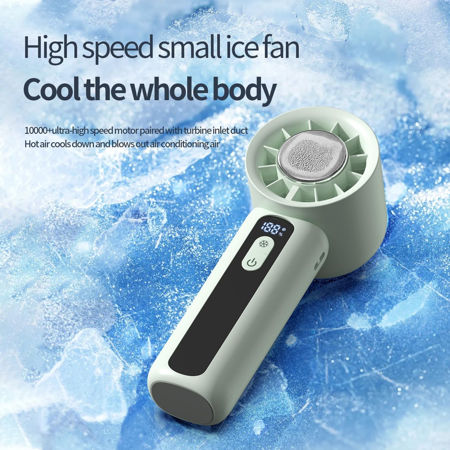 Portable Cold Compress Handheld Fan with Ice Pack Cooling, Rechargeable Mini Fan 4000mAh  with LED Display, for Travel, Office, and Outdoor