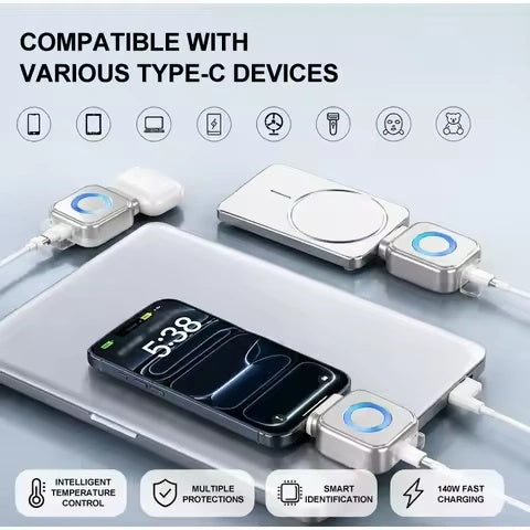 Auto Disconnect Charging Adapter 140w Smart Auto Stop Charging Protector for & Physical Power Breaker to Overcharging High Wattage Cable Guard