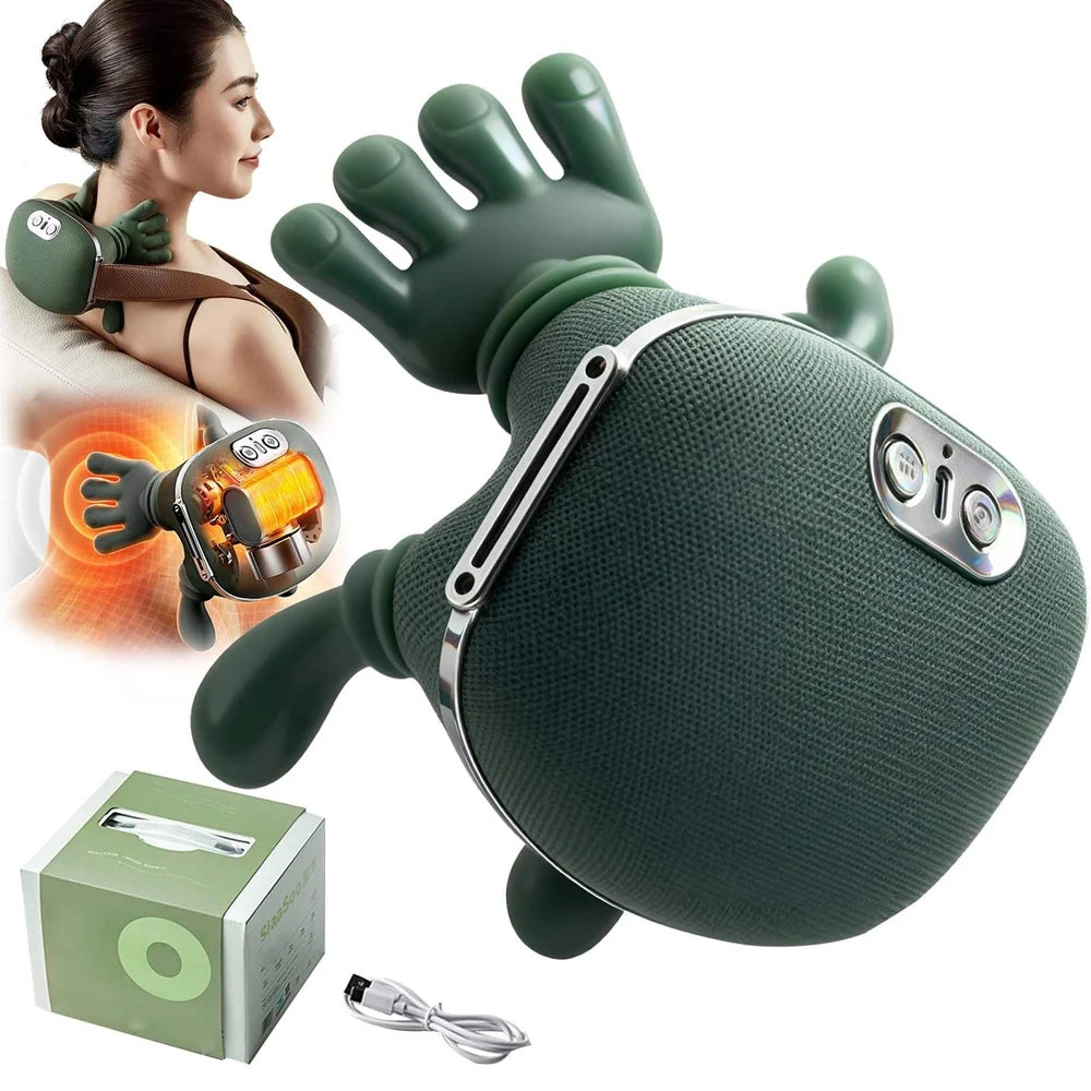 Deep Tissue Electric Neck & Shoulder Massager with Dual-Zone Heat, 2-Speed Temperature, Simulation Palm Kneading & Multi-Use for Back & Legs – Pain Relief, Stress Relief, Best Gift
