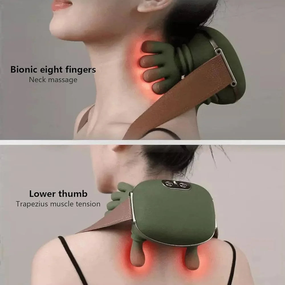 Deep Tissue Electric Neck & Shoulder Massager with Dual-Zone Heat, 2-Speed Temperature, Simulation Palm Kneading & Multi-Use for Back & Legs – Pain Relief, Stress Relief, Best Gift